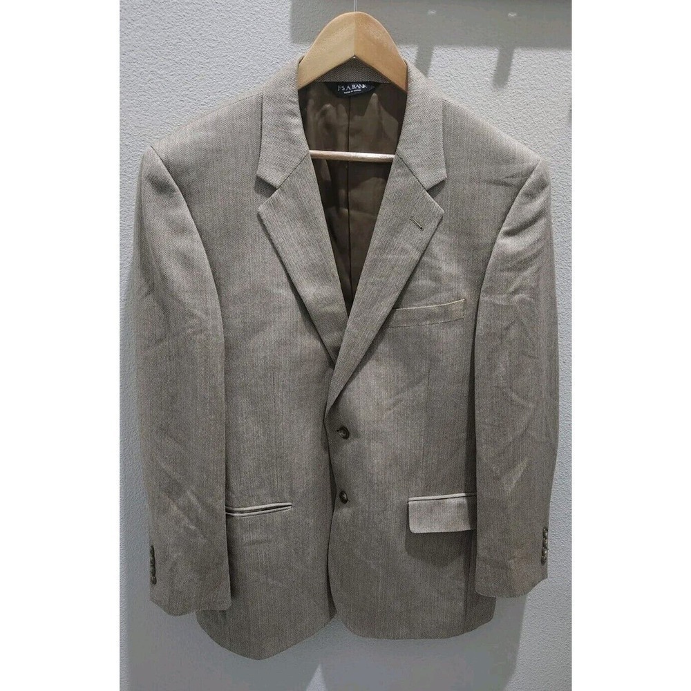 JOS A BANK SIGNATURE SILK/CAMEL HAIR HERRINGBONE SPORT COAT BLAZER MEN 44R - Picture 1 of 10